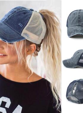 Vintage tail Baseball Cap Women Adjustable Snapback Hat Mesh
