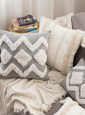 Tassel Tufted Pillowcase Boho Style CushionCover 45x45cm/30x