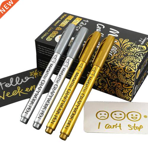 12pcs Slver Gold  Metallc Craftwork Pen Waterproof Stud