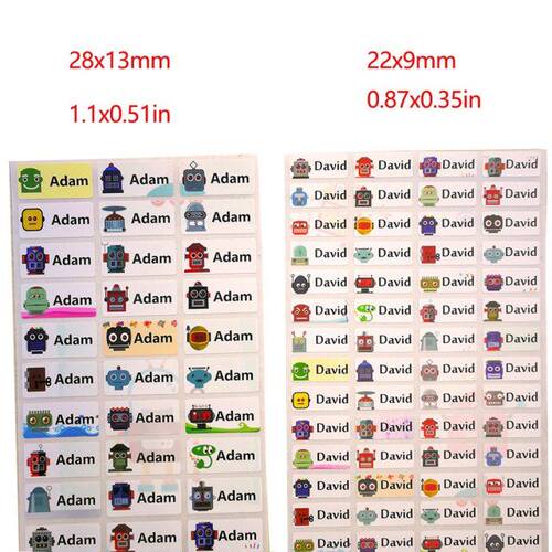 Boy Custom Name Sticker Cute Cartoon Robot Waterproof Person