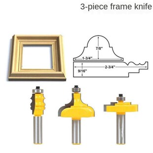 3PC 1/2 Shank Picture Frame / Molding Router Bit - Large Tri