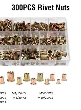 300PCS Flat Head Rivet Nut Sets M3 M4 M5 M6 M8 M10 M12 Carbo