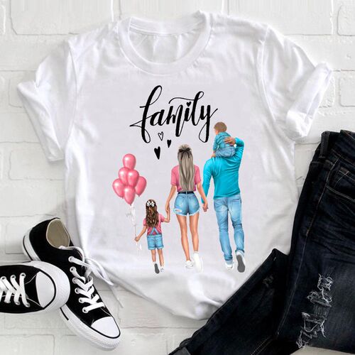 Women Clothing Cartoon Family Happy Time Mama Mom Mother Sho