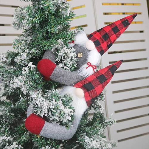 Christmas Decoration Lattice Hat Hanging Leg No Face Doll Ro