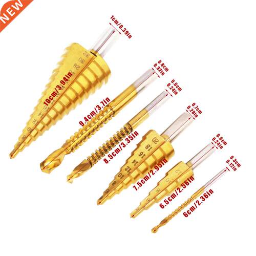 6pcs HSS Titanium Coated Step Drill Bit and Professional Sa
