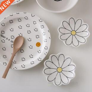Cretive Smiley Fce Cermic Plte Retro Ins English Letter