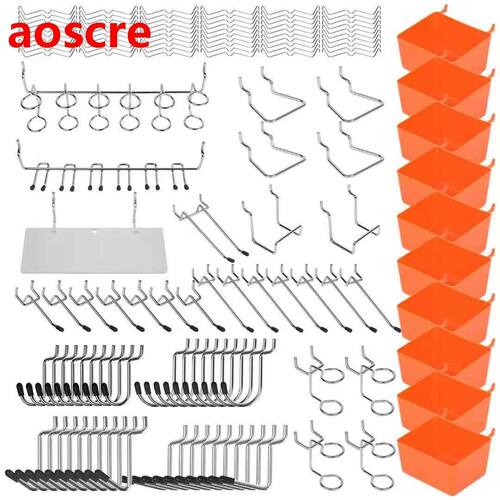 142Pcs Hanging board Hooks With Tool Box Organizer Garage St