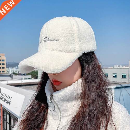 New Lamb Wool Baseball Cap Letter Embroidery Women Sun Hat L
