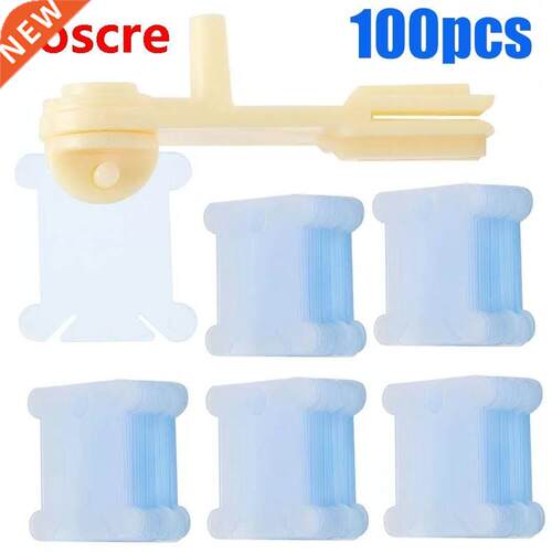 100Pcs Blue Plastic Floss Bobbins With Bobbin Winder, Floss