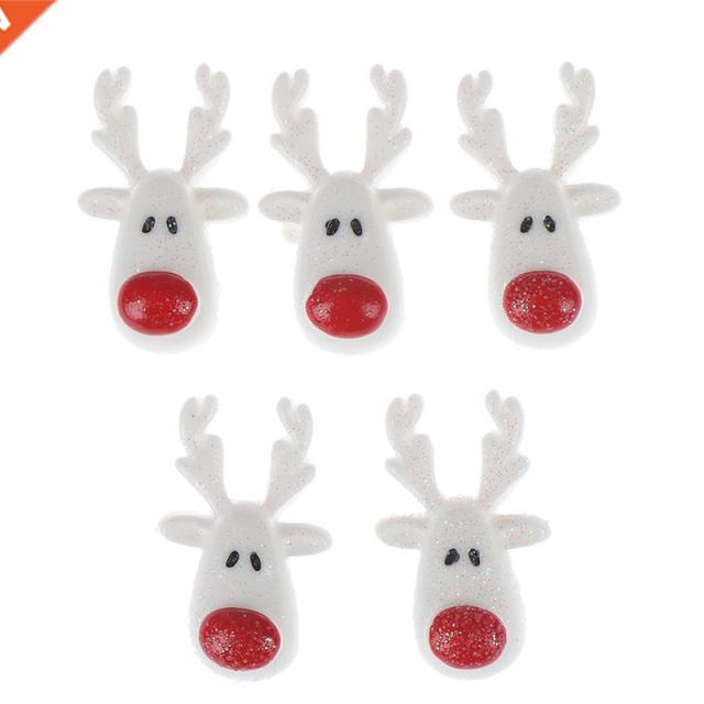5pcs 18x30mm Chrstmas Whte Rendeer Resn Flatback Cabocho