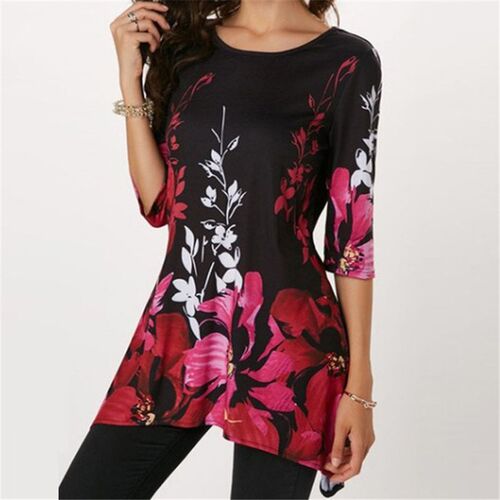 4XL Casual Summer Shirts Women 2019 Boho Floral Print Stretc