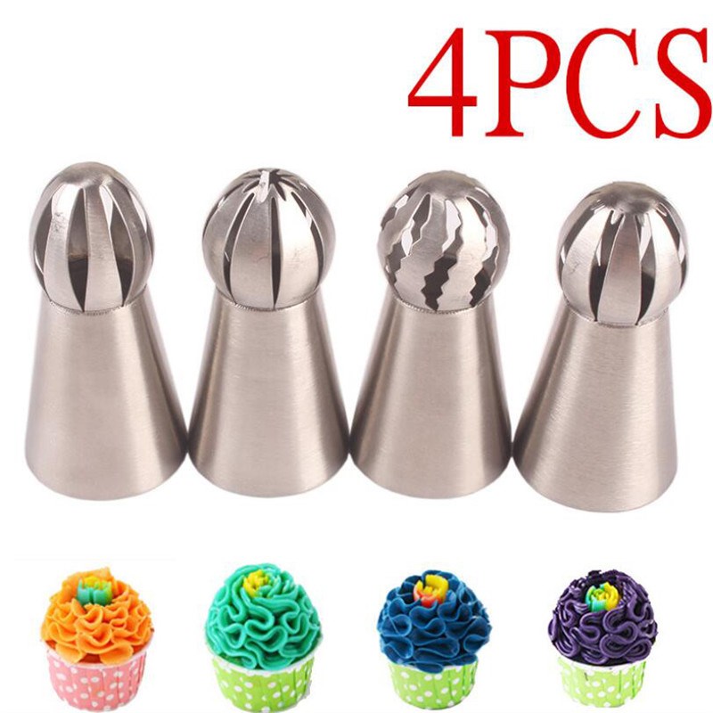 Icing Piping Nozzle 4PCS Russian Spherical Ball Pastry Tips