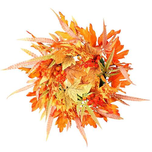 Fall Wreath for Front Door Maples Leaf Berry Autumns Wreath