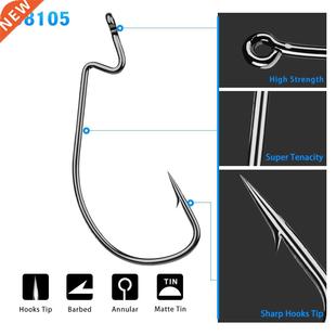 10pcs/lot 1/0#-5/0# Worm Hook Offset Fishing Hook High Carbo