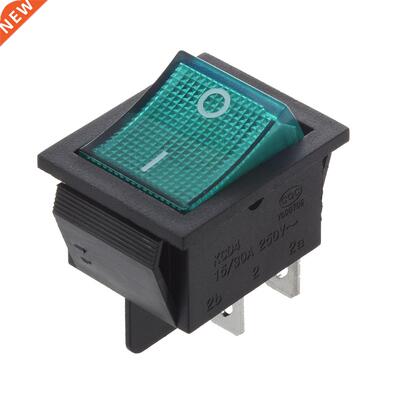 Green Light 4 Pin DPST ON/OFF Snap in Rocker Switch 15A 0A