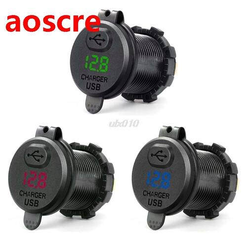 Quick Chge 3.0 USB C Chger Socket LED Voltmeter Switch