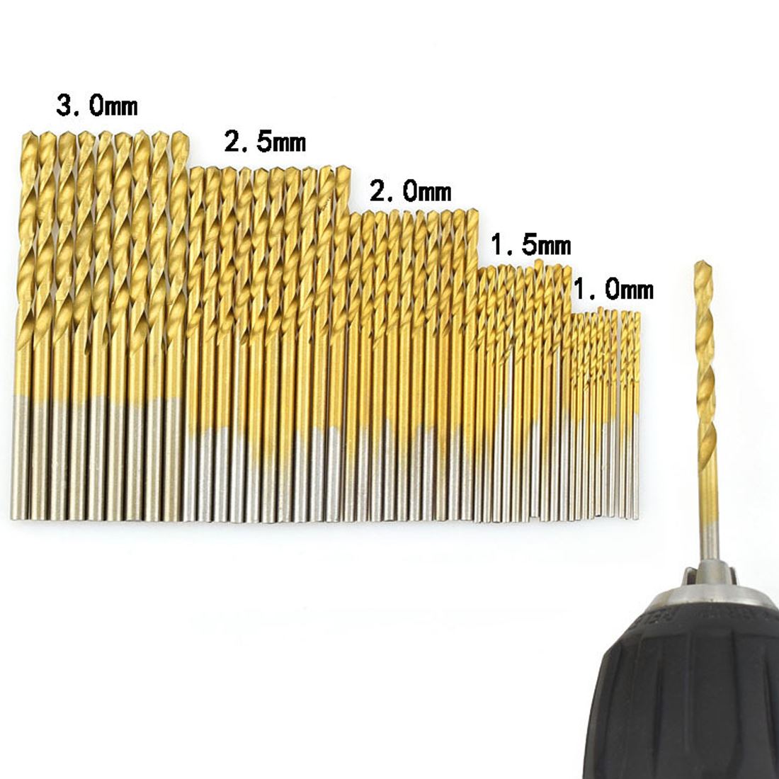 50PCS 4Sizes 1~3mm Mini Micro Round Shank Drill Bits Set Sma