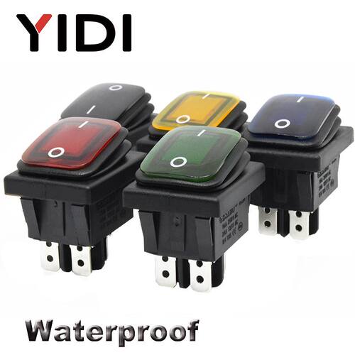 16A 250VAC KCD4 201 Waterproof Rocker Switch 12V 220V Red G