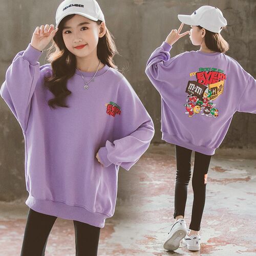 Girls Sweatshirt Cotton Loose Causal Purple Tops size 8 10 1