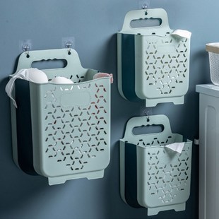 Folding Dirty Clothes Basket Wall Mounted Clothes Storage Ba