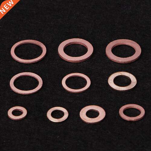 200 PCS Copper Wshers Gsket Set 9 Sizes Flt Ring Sel Kit