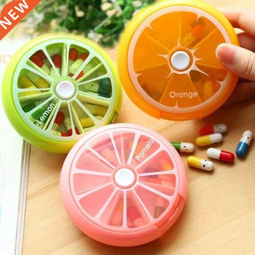 1Pcs Portable Weekly Rotating Mini Pill Box Case Splitter Ta
