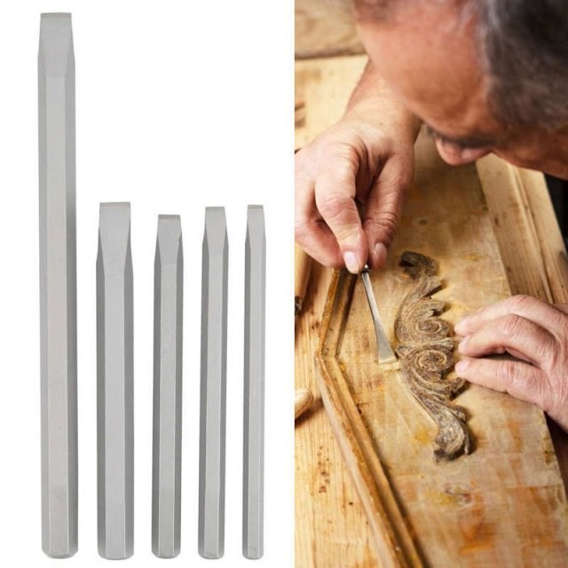 5Pcs Alloy Steel Chisel Set Straight Shank Cement Drill Wood