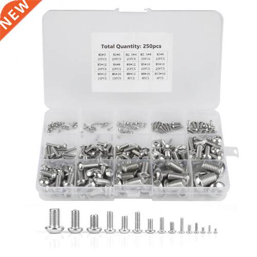250pcs M2 M2.5 M3 M4 M5 M6 M8 M10 Machne Screws Set for La