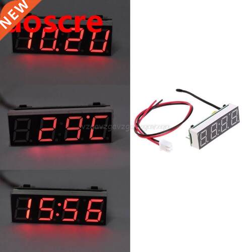 0Digital Car LED Electronic Clock Time Temperature Voltage