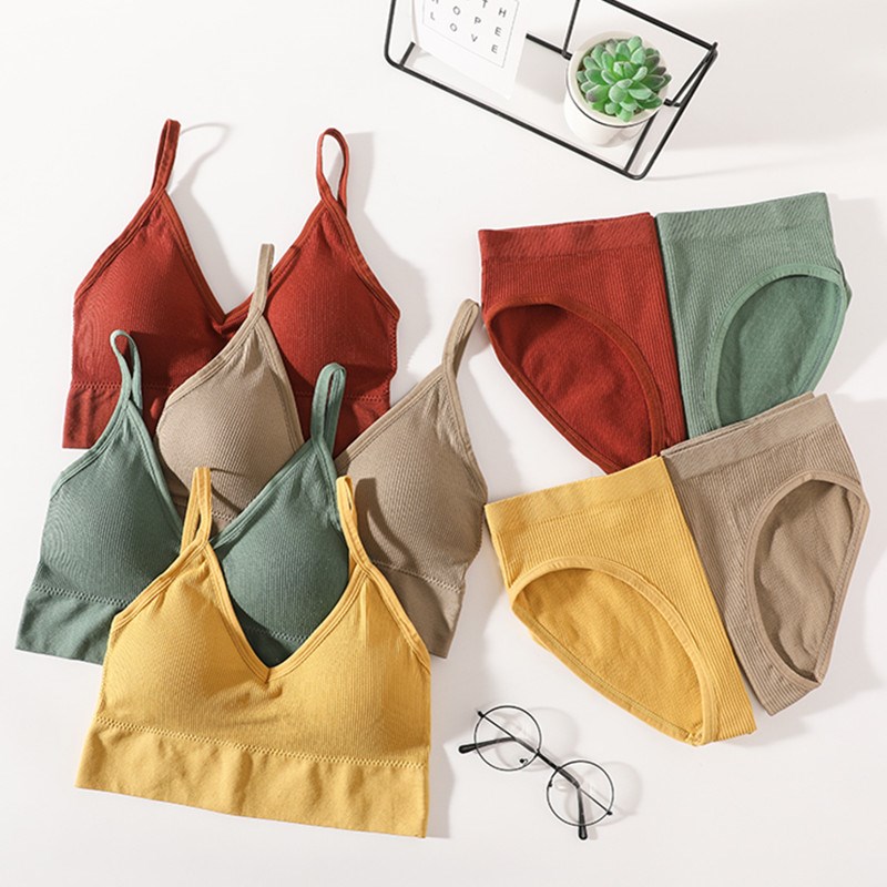 Women Bra Panties Set Backless Bralette Bra Female Crop Top