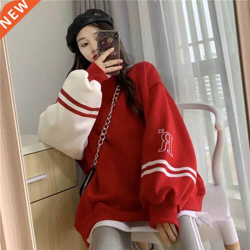 Harajuku Japan Korean Loose Tops Female Red Blue Casual Gree