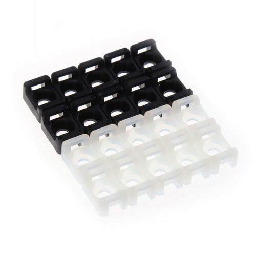 100PCs White Black 4.6mm Cable Tie Mount Wire Buddle Saddle