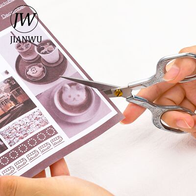 4 Colors Vintage Carved Stationery Scissors Handmade Needle