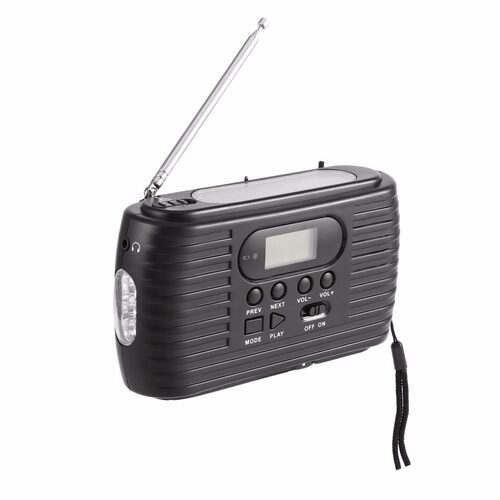Dynamo/Solar Powered Emergency Radio With Hand Cranking AM/F