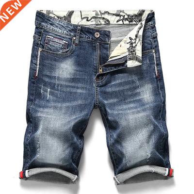 Summer New Men's Stch Short Jeans Fashion Casual Slim Fi
