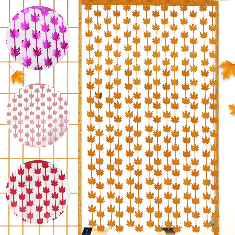 Maple Leaf Rain Silk Curtain Wedding Birthday Decoration