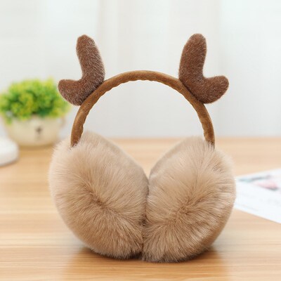 Christmas Antlers Earmuffs New fur Elk Earmuff solid color h