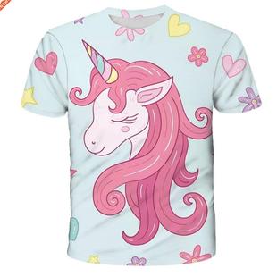 Boys Unicorn T shirt Cartoon Cute Print Clothes Girls 3D Fun