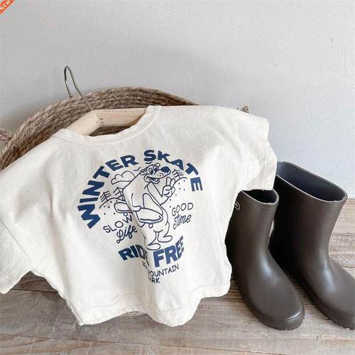 1865B 2022 Summer New Children T Shirt Korean Hemp Cotton Gi