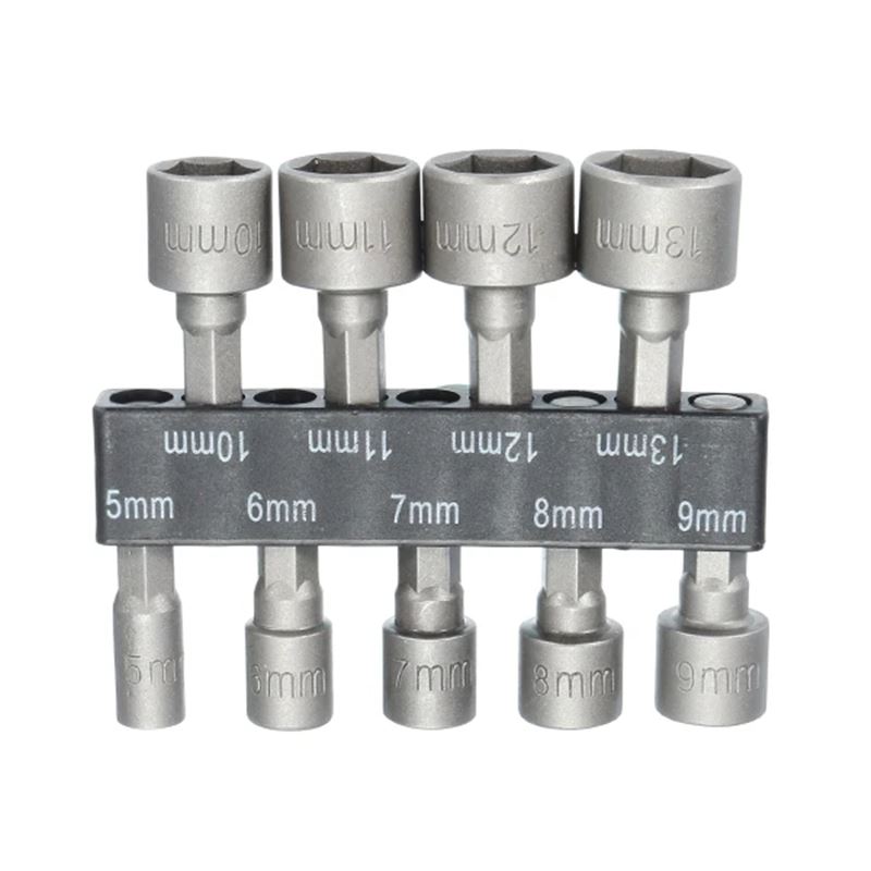 9Pcs 1/4 Inch Hex Shank Power Nut Driver Drill Bit Set 5-1m