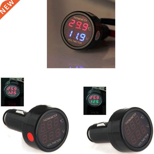 DC 8-40V Car Voltage Meter With Voltmeter Thermometer Car Ac