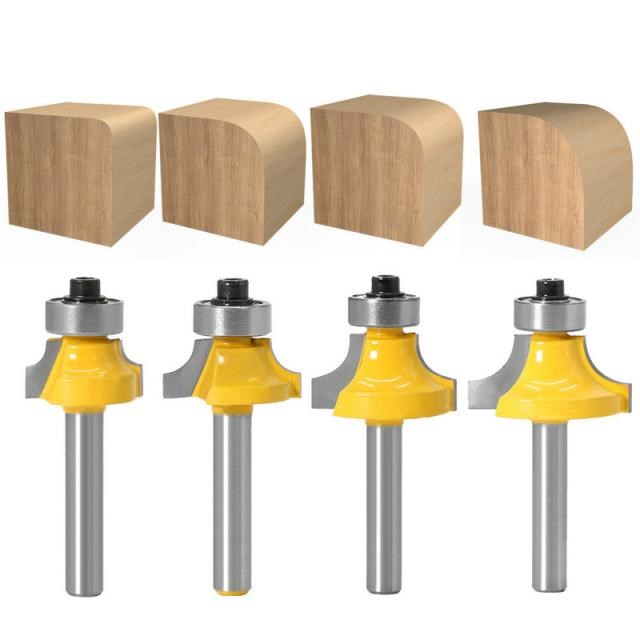 4PC 1/4 Inch Shank Carbide Round Over Edging Router Bit 6.35