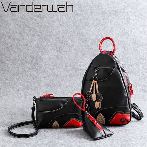 VANDERWAH 3 sets Multifunction Women Backpack Fashion Vinta