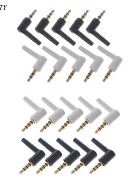 10 Pcs Gold Plated 3/4 Pole 3.5mm 90 Degree  Male Stereo H