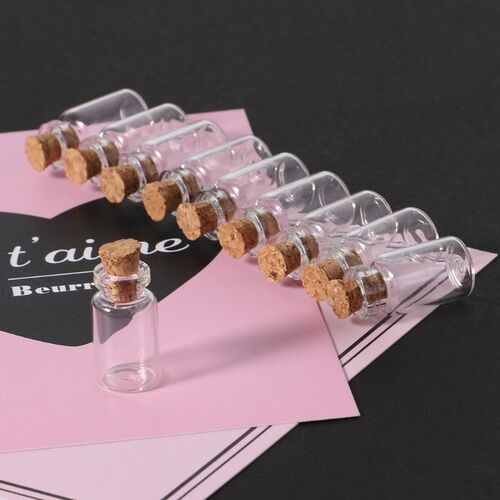 10pcs Mini Glass Wish Bottle Vial with Cork Stopper Storage