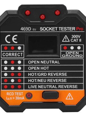 Electric Mains Fault Checker Socket Tester with Digital Disp