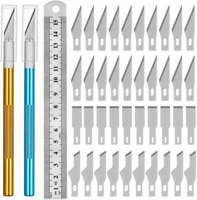 1set Craft Cutting Tools Aluminum Ruler Kit 40pcs Replace Bl