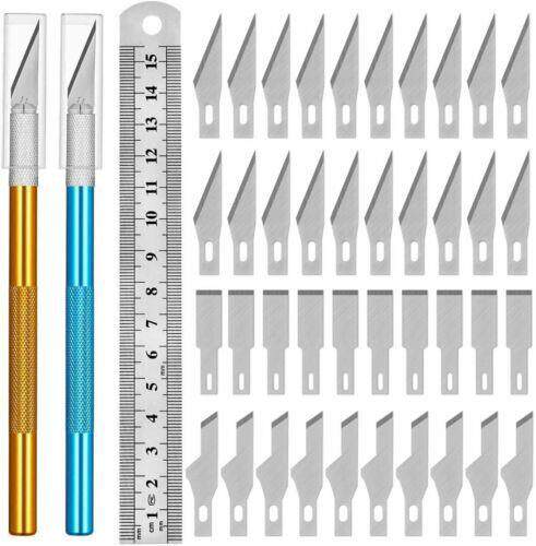 1set Craft Cutting Tools Aluminum Ruler Kit 40pcs Replace Bl