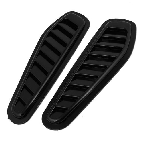 2 Pcs Black Car Engine Hood Air Scoop Vent Side Fender Cover