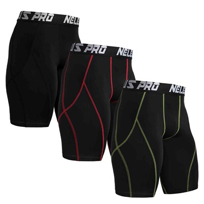 3PCS Men Compression Shorts Quick-Dry Breathable Elastic Gym